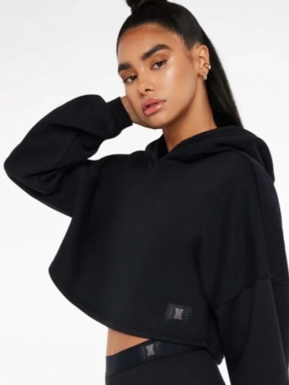 Savage X Fenty Black Cropped Hoodie (Size: 1X)